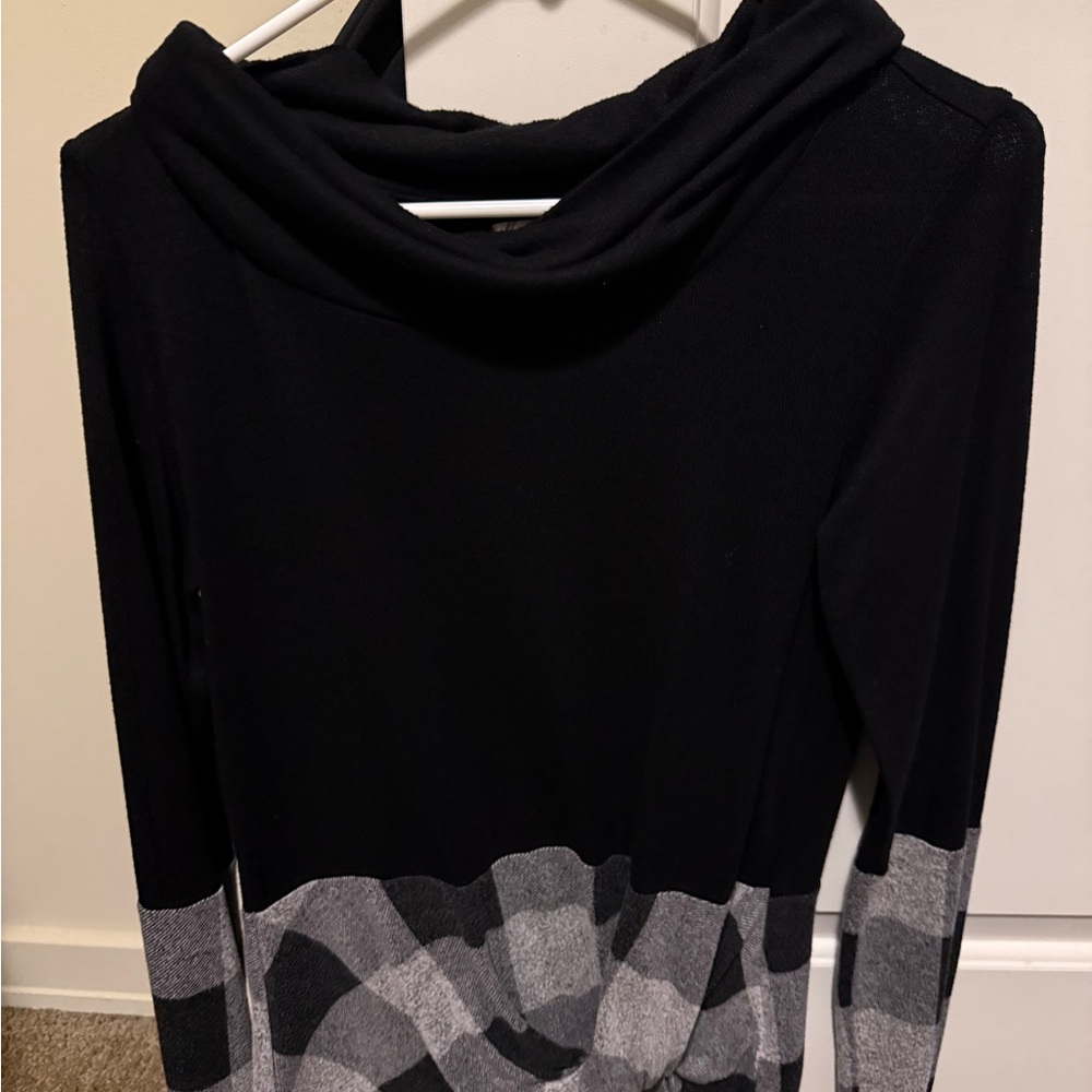 Maurices Black and Gray Cowl Neck Sweater